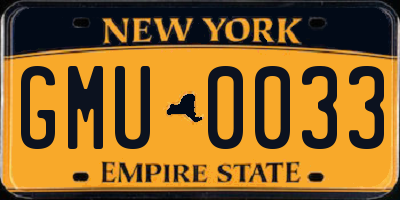 NY license plate GMU0033