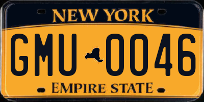 NY license plate GMU0046