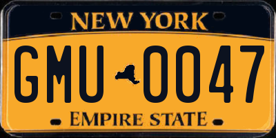 NY license plate GMU0047