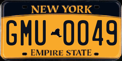 NY license plate GMU0049