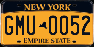 NY license plate GMU0052