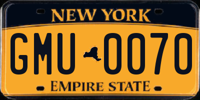 NY license plate GMU0070