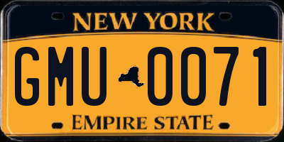 NY license plate GMU0071