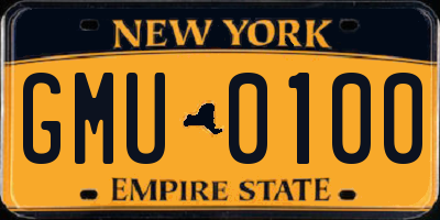 NY license plate GMU0100