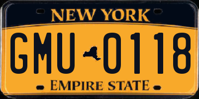 NY license plate GMU0118
