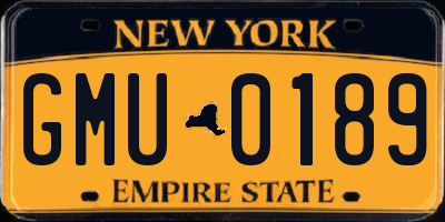 NY license plate GMU0189