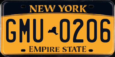 NY license plate GMU0206
