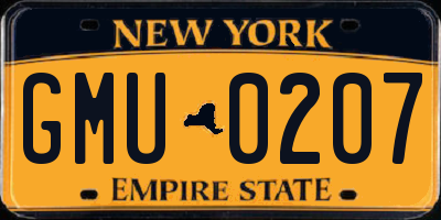 NY license plate GMU0207