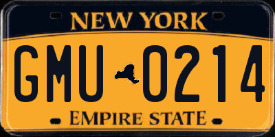 NY license plate GMU0214