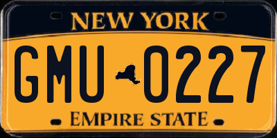 NY license plate GMU0227