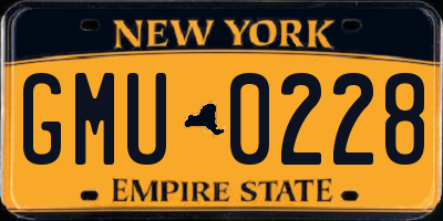 NY license plate GMU0228