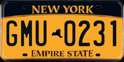 NY license plate GMU0231