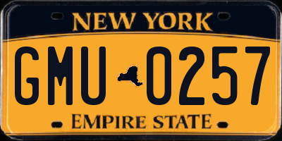 NY license plate GMU0257