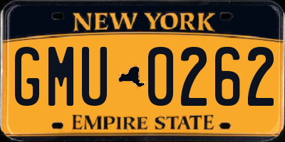 NY license plate GMU0262