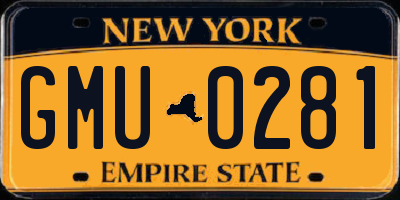 NY license plate GMU0281