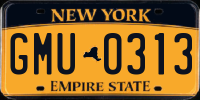 NY license plate GMU0313