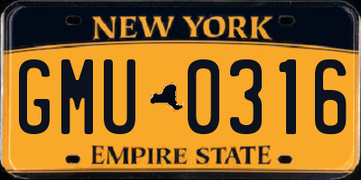 NY license plate GMU0316