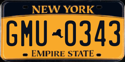 NY license plate GMU0343