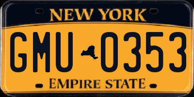 NY license plate GMU0353