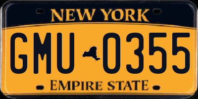NY license plate GMU0355