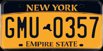 NY license plate GMU0357