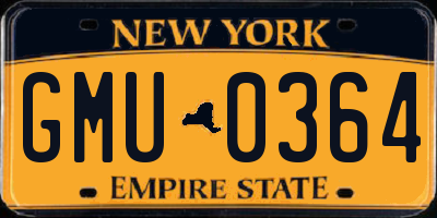 NY license plate GMU0364