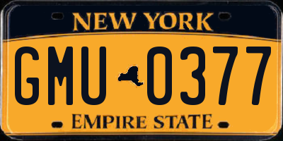 NY license plate GMU0377
