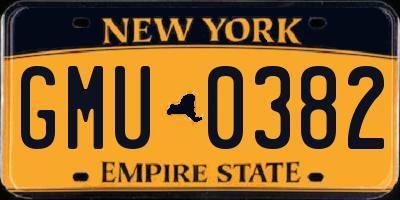 NY license plate GMU0382