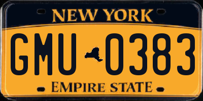 NY license plate GMU0383