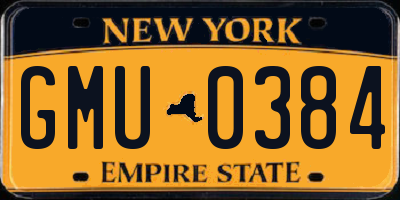 NY license plate GMU0384