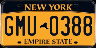 NY license plate GMU0388