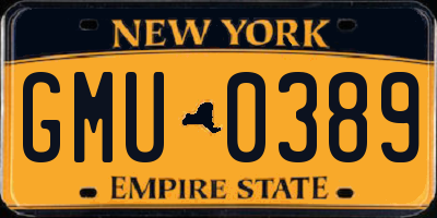 NY license plate GMU0389