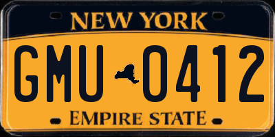 NY license plate GMU0412