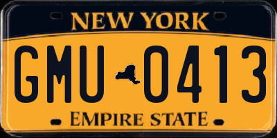 NY license plate GMU0413