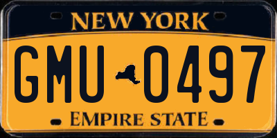 NY license plate GMU0497