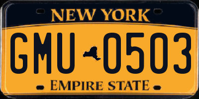 NY license plate GMU0503