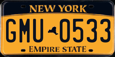 NY license plate GMU0533