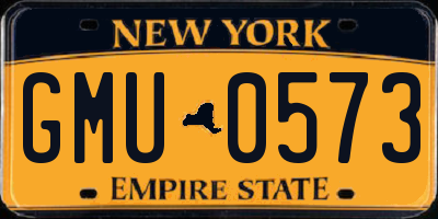 NY license plate GMU0573