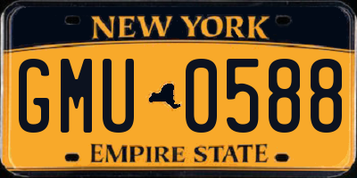 NY license plate GMU0588