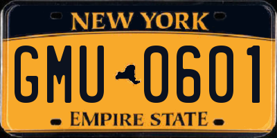 NY license plate GMU0601