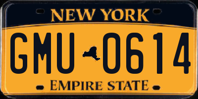 NY license plate GMU0614