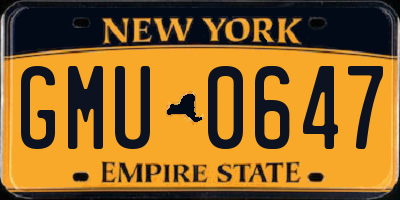 NY license plate GMU0647