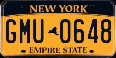 NY license plate GMU0648