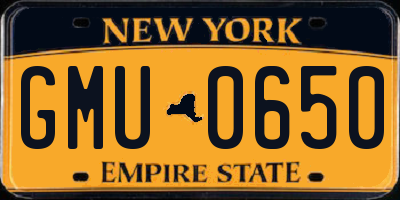NY license plate GMU0650