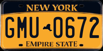 NY license plate GMU0672