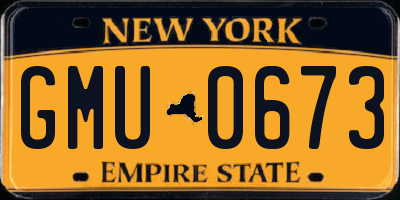 NY license plate GMU0673
