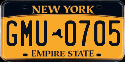 NY license plate GMU0705