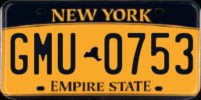 NY license plate GMU0753