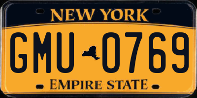 NY license plate GMU0769