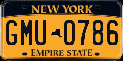 NY license plate GMU0786